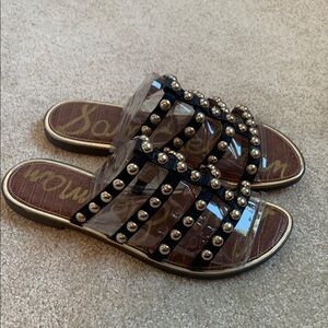 Sam Edelman Black and Gold Strappy Sandals